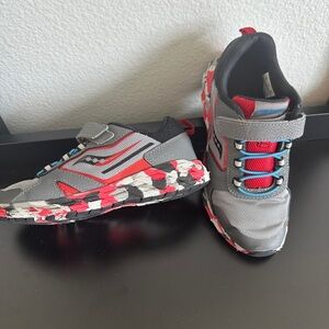 Kids Athletic Shoes - Gray and Red